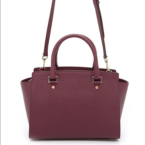 MICHAEL KORS Selma Medium Satchel Merlot Top Zip - Picture 4 of 8